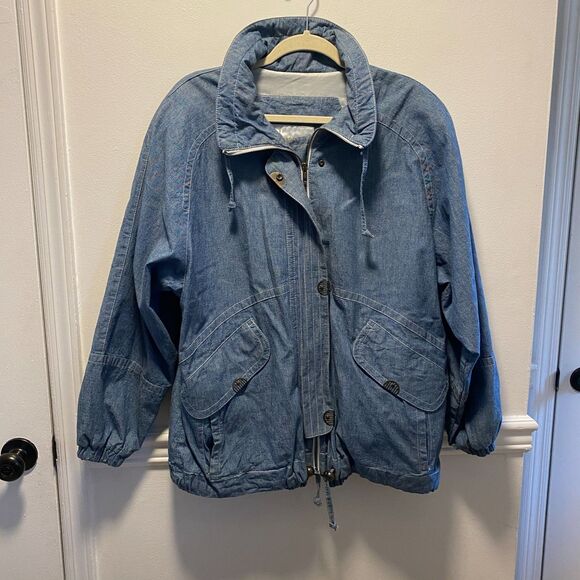Vintage London Fog Denim Jacket Men’s M Regular Hooded Parka 80s 90s Blue Jean - Picture 1 of 12